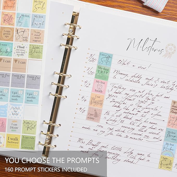 Keepsake Baby Memory Book Girl Boy – Timeless Leather-Bound Baby Milestone Book – Baby Book Keepsake Record First 5 Years – Gender Neutral Baby Scrapbook Album Baby Album Journal Registry Search Gift