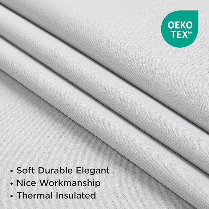 Joydeco 84 Inch 60% Blackout White Curtains 2 Panels,Elegant Soft Sheer Curtains for Bedroom,Thermal Insulated Black Out Drapes for Living Room,Rod Pocket Back Tab Drapes(W37 x L84 Inch,Greyish White)