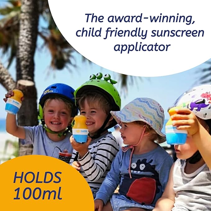 Solar Buddies Sunscreen Applicator - Single Full Pink - Refillable Roll on Sponge Sunscreen, Suncream & Lotion Applicator For Kids, Adults & Families - Holds 3.4fl oz, Perfect Size for Travel