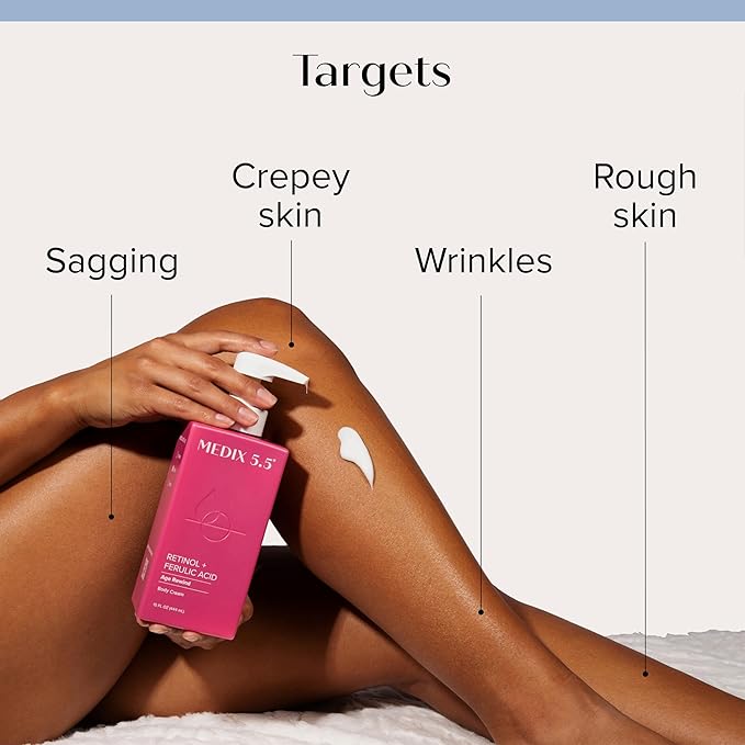 MEDIX Anti Aging Skin Care 3PC Set | Retinol Body Cream + Exfoliating AHA Glycolic Acid Foaming Face & Body Wash + Vitamin F Booster Serum, Wash + Treat + Hydrate Skincare Set