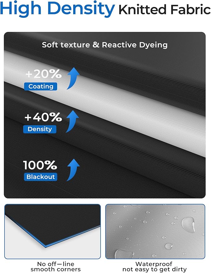 Sumobaby Blackout Curtains for Bedroom Portable 55"x63",No Drill Blackout Shades with Upgraded Hook&Loop Tapes,100% Black Out Window Cover,Thermal Insulated Blinds for Bedroom,Nursery(1 Panel,Black)