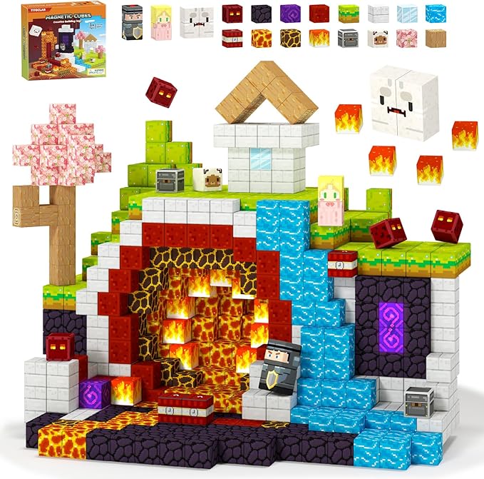 Magnetic Blocks-100PCS Magnetic Building Blocks, Magnet Toys Kids Build Cubes, Upgraded Sensroy Toys & Games, Christmas Birthday Gifts for Boys & Girls Ages 3+