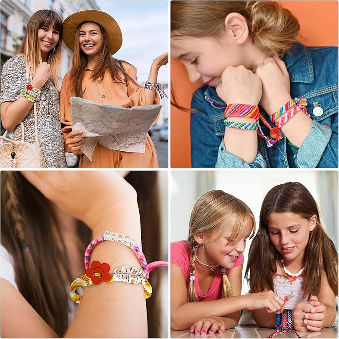 Arts and Crafts for Kids Ages 8-12,Friendship Bracelet Making Kit for Girl,Kids Jewelry Making Kit with 28 Pre-Cut Threads,Christmas Birthday Gifts for Ages 6 7 8 9 10 11 12 Year Old Pink/Cyan