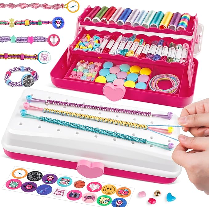 Friendship Bracelet Making Kit with Storage Box,DIY String Bracelet Arts and Craft for Girls Aged 8-12, Birthday Gifts for Ages 6 7 8 9 10 11 12 Year Old -Light Blue