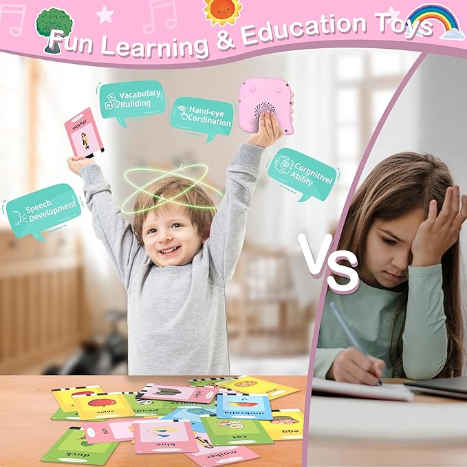 Alphabet Flash Cards, 384 Sight Words Talking Flash Cards, ABC Learning Toys for Kids,Pocket Speech for Toddlers Learning Alphabet Toys, Autism Sensory Toys, Birthday Gifts for Age 1 2 3 4 5 Year Olds