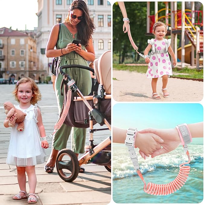 Accmor Toddler Harness Leash, Collapsible Cute Rabbit Kids Leash + Anti Lost Wrist Link for Outdoor Travel, Soft Child Walking Harness Tether Wristband Assistant Strap Belt Protector for Baby Girls