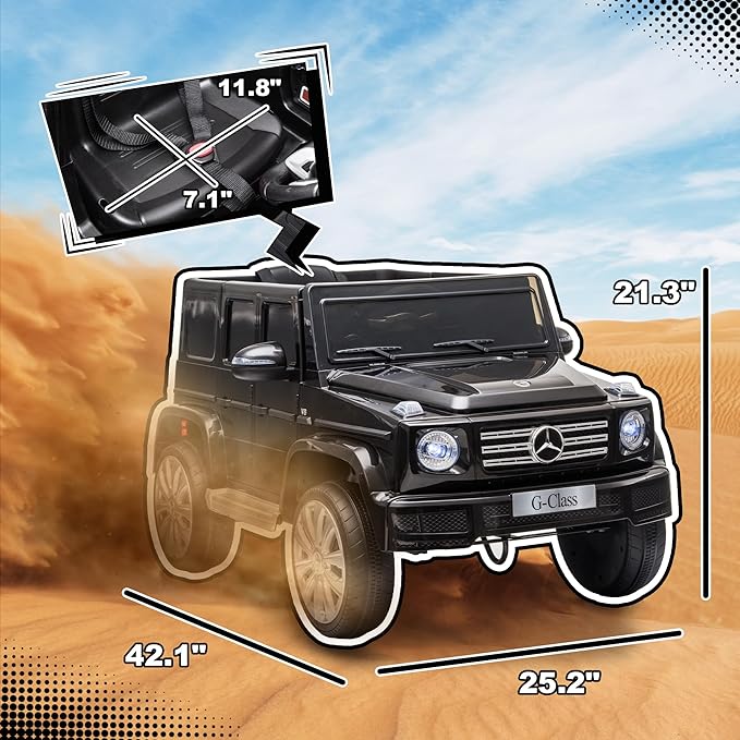 Aosom 12V Kids Electric Car, Mercedes Benz G500 Licensed Battery Powered Ride on Truck for Kids with Remote Control, Headlights, Music, Suspension & Storage for Boys and Girls, Black