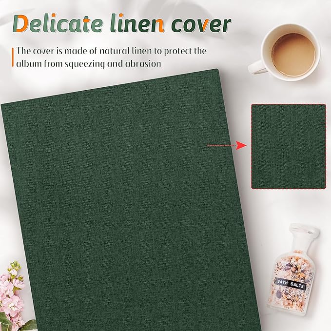 Popotop Photo Album 4x6 600 Pockets for Wedding Gifts,Linen Hardcover Picture Albums for Family Anniversary Baby Vacation Pictures