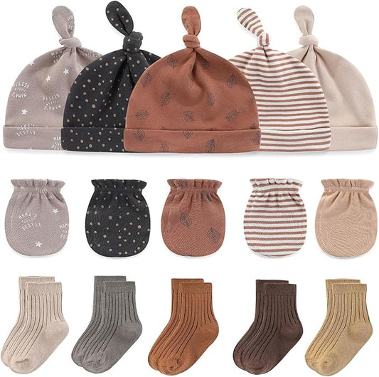 Baby Hats Mittens and Socks Set Cotton Newborn Hat Beanie Soft Infant Girls Boys Caps Gloves 0-6 month