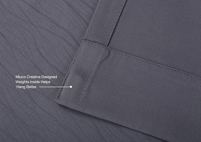 MIUCO Blackout Curtains Room Darkening Textured Grommet Window Curtains for Living Room 2 Panels 52x63 Inch Dark Grey