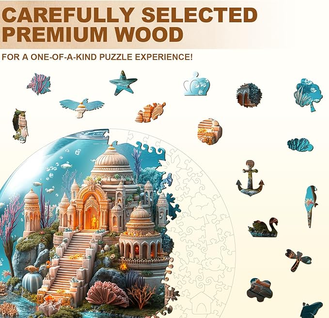 Jigfoxy Wooden Puzzles for Adults, Indian Temple Sanctua Wood Puzzles Adult, Unique Animal Shape Wooden Jigsaw Puzzles for Adults, Birthday Gifts for Puzzle Lovers, Family, Friend (S-8.5*8.5in-100pcs)