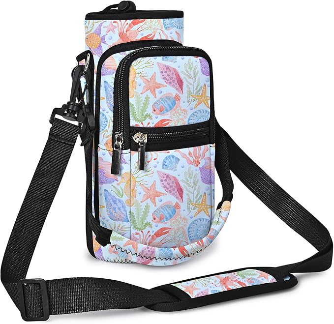icolor Water Bottle Carrier Bag with Strap 25/32/40 oz Crossbody Bottle Holder with Phone Pocket Sling Sleeve Insulated Neoprene Water Bottle Pouch for Walking Travelling
