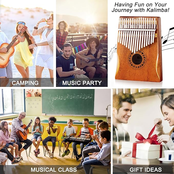 Kalimba Thumb Piano 17 Keys Portable Finger Piano Marimba Music Gifts for Adults Kids