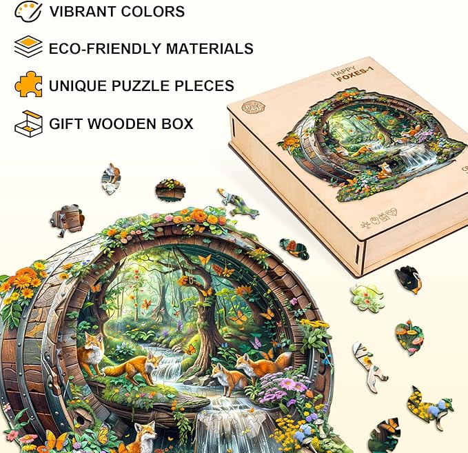 Wooden Puzzles for Adults, Fox Wooden Jigsaw Puzzle for Adults, Unique Animal Shape Wood Puzzles Adult, Birthday Party Gifts for Friends & Family Leisure Time Game Home Decor (XL)