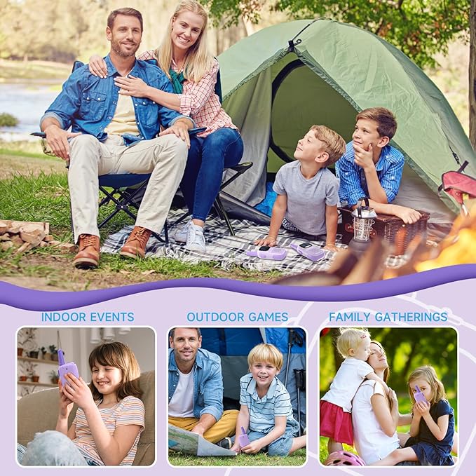 Outdoor Toys for Kids Ages 4-8, Kids Walkie Talkies 2 Pack 1000FT Long Distance with 2 Channels, Handheld Walky Talky for Children Interactive Toys Birthday Gifts for Girls Boys 5-7 Year Old