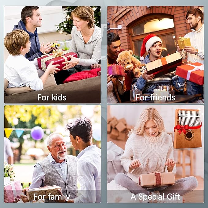 Kalimba Thumb Piano,YUNDIE Portable 17 Keys Mbira Finger Piano with Tune Hammer and Study Instruction,Musical Instruments Birthday Gift for Kid Adult Beginners Professional(Brown)