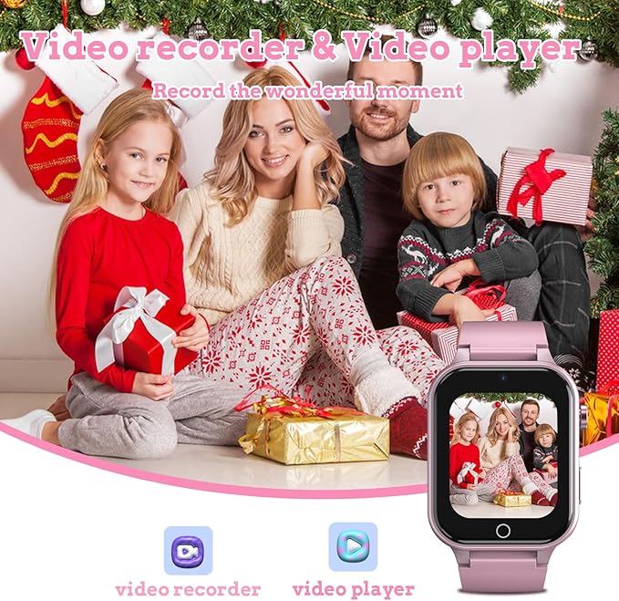 Goodatech Smart Watch for Kids 4-12 Years Boys Girls, 26 Puzzle Games,HD Camera,Video Music Player,Pedometer,Flashlight,Calendar,Alarm Clock,Aluminum Case,Sport Band (Pink)