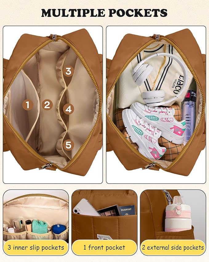Duffle Bag with Letter, Carry On Bags for Women，Gifts for Sisters-Overnight Bag with Wet Pocket，Lightweight Travel Bags Personalized Gym Tote with Makeup Pouch