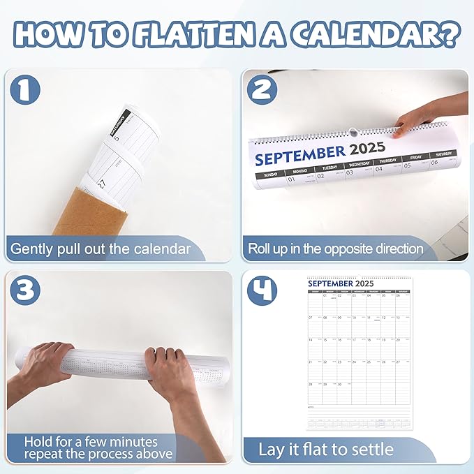 GuassLee Large Wall Calendar 2025-2027, 22"x15" Big Academic Wall Calendar 19-Month Sept. 2025 - Mar. 2027, 2026 Hanging Wall Planner with Julian Date Big Grid for Home School Office Planning