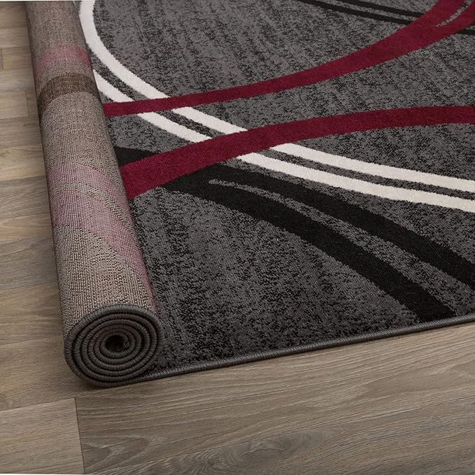 Rugshop Modern Wavy Circles Design Runner Rug 2'7" x 6' Red