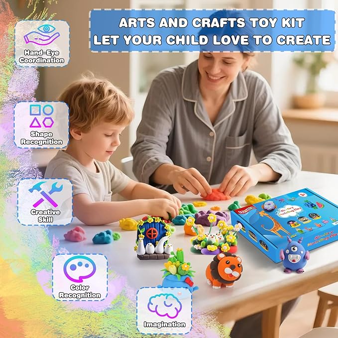 ifergoo Modeling Clay Kits - 65 Colors Air Dry Clay for Kids, DIY Molding Toys with Sculpting Tools, Ultra Light & Soft, DIY Crafts School Classroon Projects, Gifts for Ages 3-12 Boys & Girls Kids