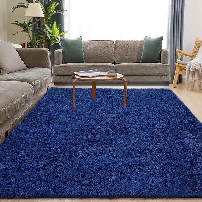 4x6 Blue Rug, Area Rugs for Living Room, Soft Plush Area Rugs for Bedroom, Non-Slip Indoor Carpet for Nursery, Study Room, Playroom, Home Decor