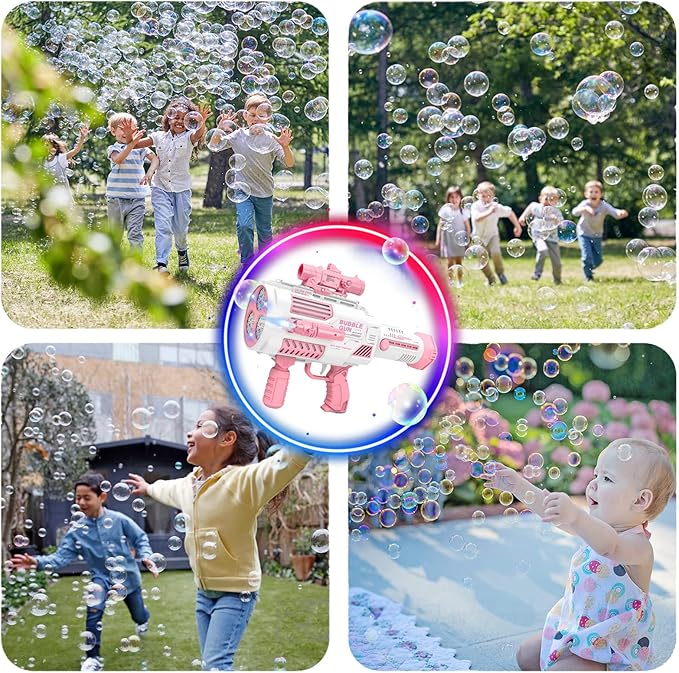 Automatic Gatling Bubble Gun,Big Size 7.5"x16.7",That Produces Thousands of Bubbles per Minute, Suitable for Children and Adults and Perfect for Summer Indoor and Outdoor Parties
