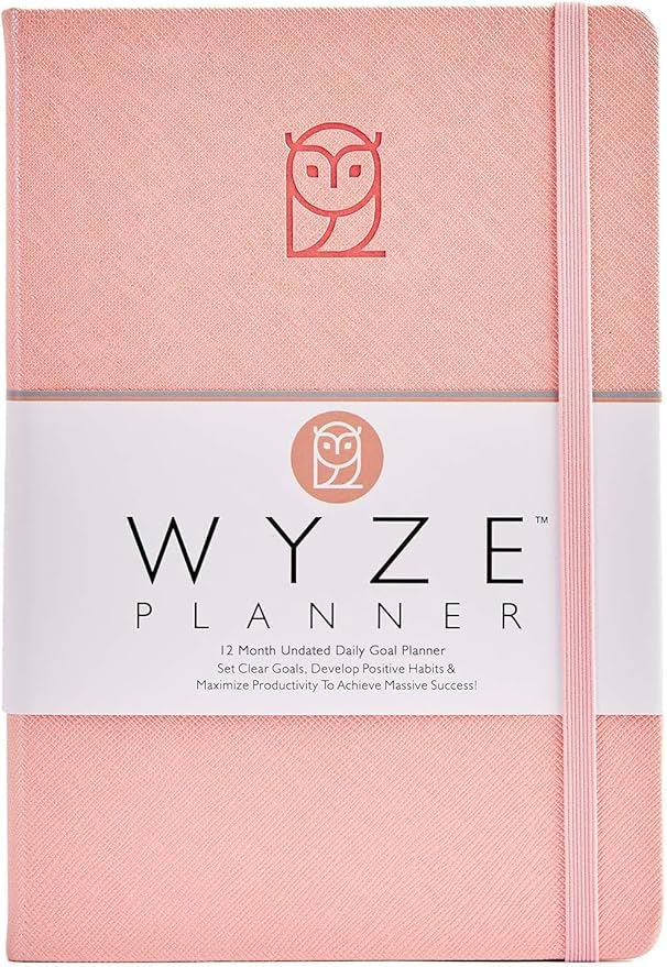 Undated Daily Planner – 1-Year B5 Productivity Organizer with Two-Page Weekly Spread, Goal Setting, Habit Tracker, Weekly & Monthly Pages – Hardcover Time Management Notebook (Pink)