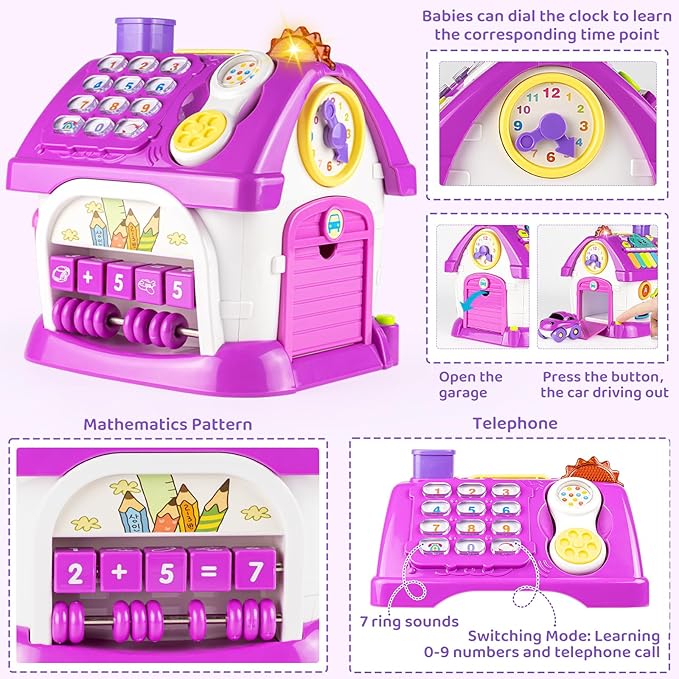 Marstone Montessori Toddler Toys for 1 Year Old Girl Gifts: 8 in 1 Multi-Functional Learning Baby Musical House for 1 2 3 Yr Old Girl and Boy Birthday Gifts, Educational Baby Toys 6-12, 12-18 Months