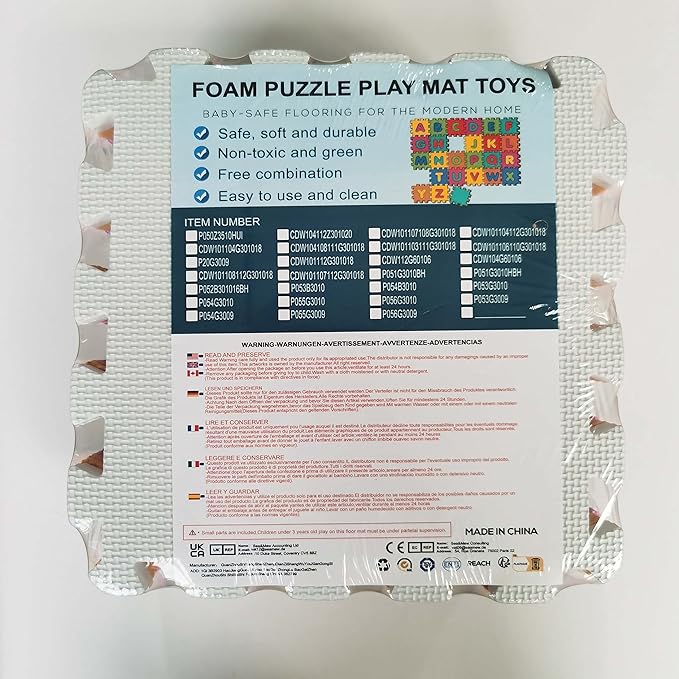 qqpp EVA Rubber 18 Tiles Interlocking Puzzle Foam Floor Mats - Baby Play Mat for Playing | Exercise Mat for Home Workout. Red. QC-Ib18N
