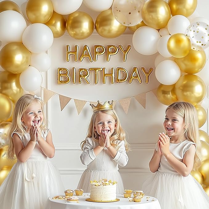 JOYIN 150 Pcs Metallic Gold Balloons, Different Sizes 18 12 10 5 Inch Gold Latex Balloon Arch Kit with Instruction for Birthday Decoration Party Graduation Wedding Holiday