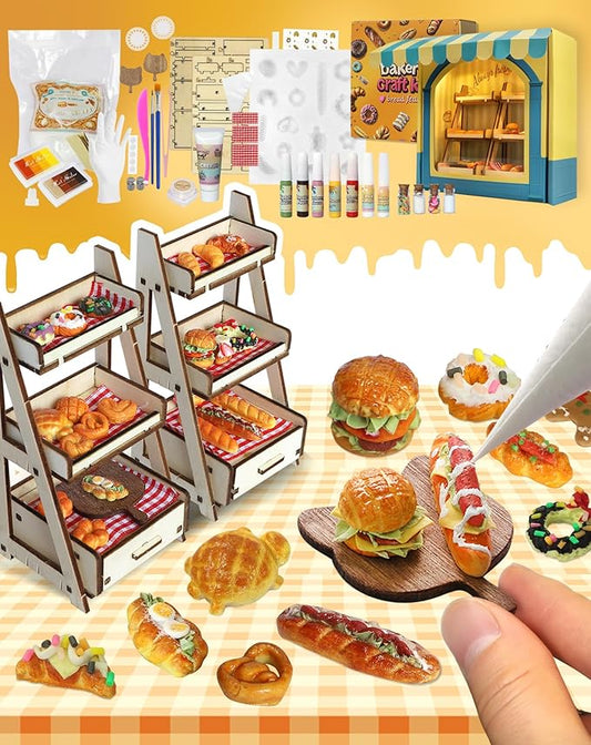 iLAND Cute Crafts for Teens Women Adults of DIY Air Dry Clay Art Mini Food, Modeling Clay Kit for Fun Date Night Craft Set Realistic 1/12 Scale Accessories for Dollhouse Kitchen Creative Crafting Gift