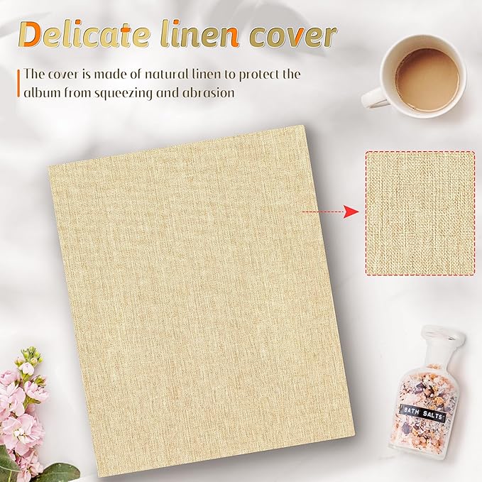 Popotop Photo Album 4x6 100 Pockets for Wedding Gifts,Linen Hardcover Picture Albums for Family Anniversary Baby Vacation Pictures