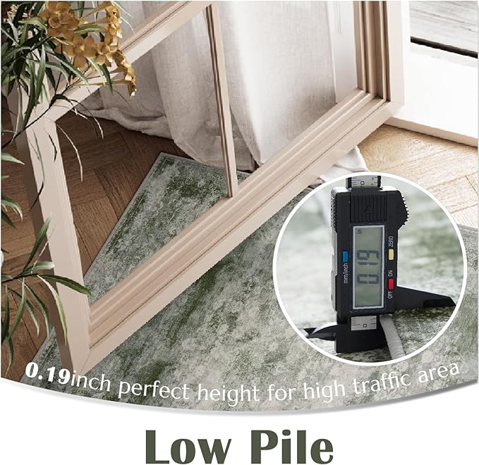 jinchan Hallway Runner Rug 2x10 Vintage Floral Distressed Design - Machine Washable Non-Slip Low-Pile Soft Thin Faux Wool Kitchen Carpet for Farmhouse Bedroom Laundry Room (2x10ft, Forest Green)