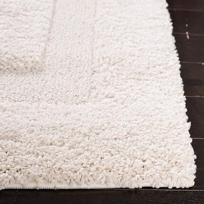 SAFAVIEH Florida Shag Collection Runner Rug - 2'3" x 9', Creme & Creme, Border Design, Non-Shedding & Easy Care, 1.2-inch Thick Ideal for High Traffic Areas in Living Room, Bedroom (SG454-1111)