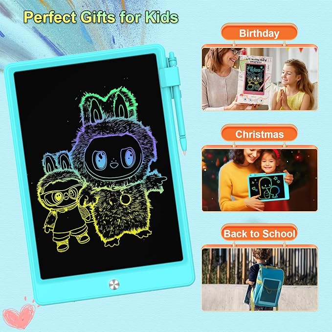 12.9 Inch LCD Writing Tablet for Kids, Colorful Toddler Doodle Board - Erasable Drawing Pad, Educational Learning Toy for Ages 3-8 - Valentine's Day Christmas Birthday Gifts (12.9 Inch, Blue)
