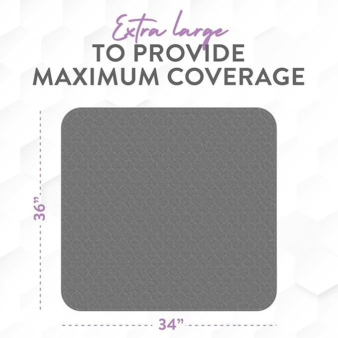 Inspire Underpads | Stain Hiding Gray Reusable Incontinence Bed Pads | Waterproof Mattress Pad | for Adults Babies and Dogs (34 X 36 - 2 Pack)