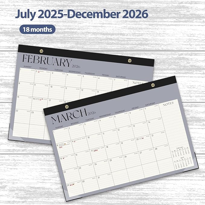 Desk Calendar 2025-2026, Monthly Desktop Large Calendar Runs Until December 2026-17" x 12" Desk Wall Planner for Family Office Teacher School, Blue