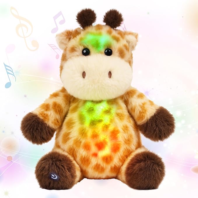 Cuteoy Musical Plush Giraffe Stuffed Animal Glowing LED Light-up Nightlight Toys Singing Lullabies Birthday Christmas Plushies Gifts for Kids Boys Girls,13"