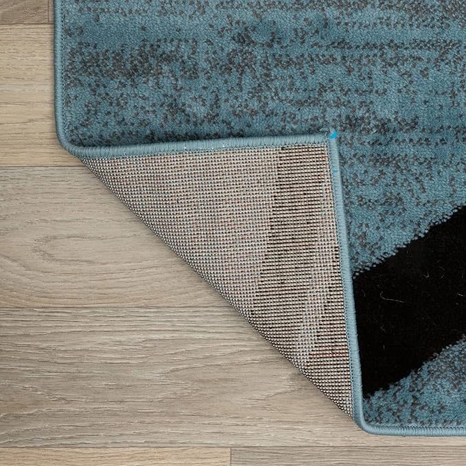 Rugshop Modern Wavy Circles Design Square Area Rug 6'6" x 6'6" Blue