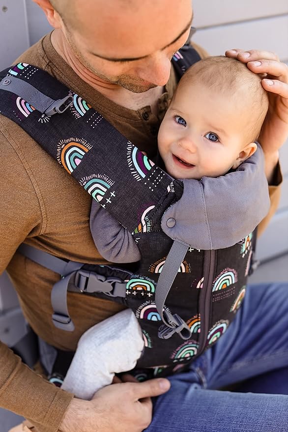 Beco Baby Carrier 8 Hybrid Newborn to Toddler Carrier (7-45lbs) - All in 1 Mesh Backpack, Front and Hip Carrier with Adjustable Seat - Cooling Ergonomic Carrier (Boho Rainbow)