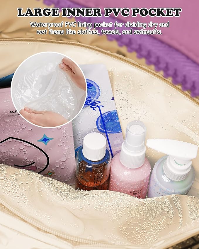 Duffle Bag with Initial, Spend The Night Bags for Women，Overnight Bag with Wet Pocket，Gifts for Women-Lightweight Travel Bags Personalized Gym Tote with Makeup Pouch