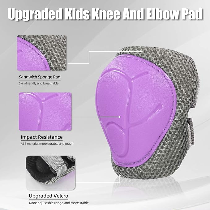 Kids Bike Helmet and Pads Set for Ages 2–14, CPSC Certified Adjustable Helmet with Knee Elbow Wrist Guards, for Skateboard, Scooter, Skating, Rollerblading, Multi-Sport Protective Gear