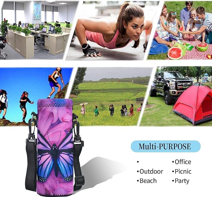 AUPET Water Bottle Sling Bag Carrier Crossbody Sleeve,Insulated Neoprene Bottle Case Holder Pouch Cover 500ML/17oz with Shoulder Strap for Walking Women Men
