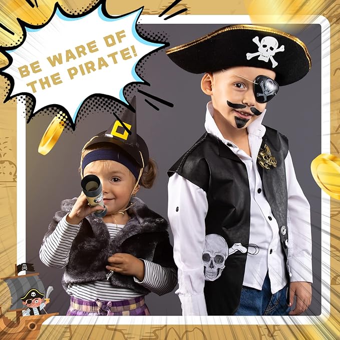 Deekin 36 Pcs Pirate Telescope for Kids Pirate Party Favors Accessories Telescope Toys Spyglass Mini Treasure Hunt for Boat Halloween Birthday Party Supplies