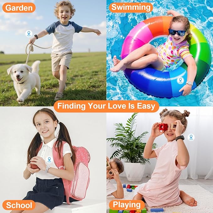 Waterproof Bracelet Compatible with AirTag for Kids (2 Pack), Protective Case GPS Tracker Holder for Child with Full Coverage Hidden Design, Soft Silicone Anti-Lost Wristband Cover for Toddler WBGO
