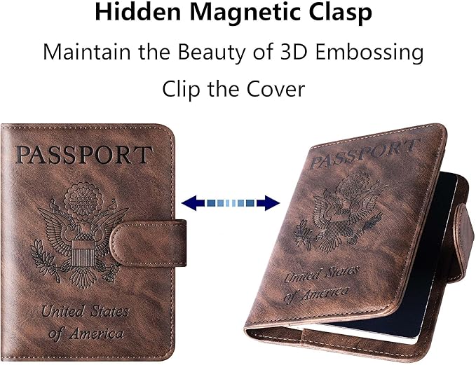 Passport Holder Cover Wallet Travel Essentials Leather Rfid Blocking Case Vacation Luggage Must Haves Travel Accessories for Men Women (120#Coffee)