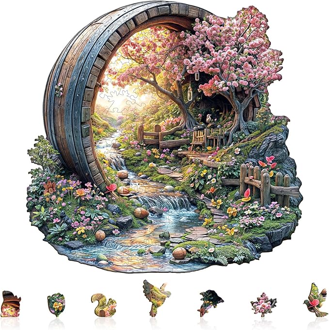 Wooden Puzzles for Adults, Spring Flower Wooden Jigsaw Puzzle for Adults, Unique Animal Shape Wood Puzzles Adult, Birthday Party Gifts for Friends & Family Leisure Time Game Home Decor (XL)