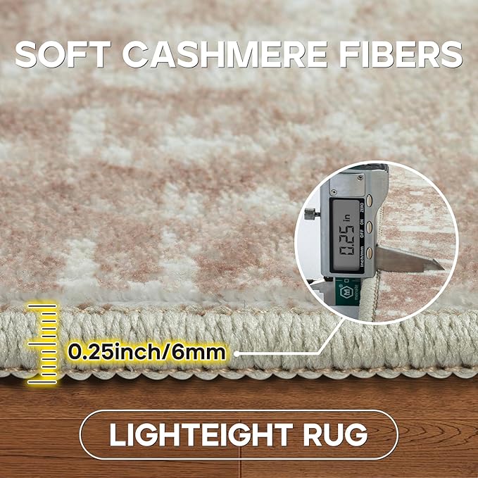 8x10 Area Rugs for Living Room Rug Washable: Modern Large Rug for Dining Room Bedroom Carpet Non Slip 8 by 10 Indoor Abstract Nursery Home Office Beige