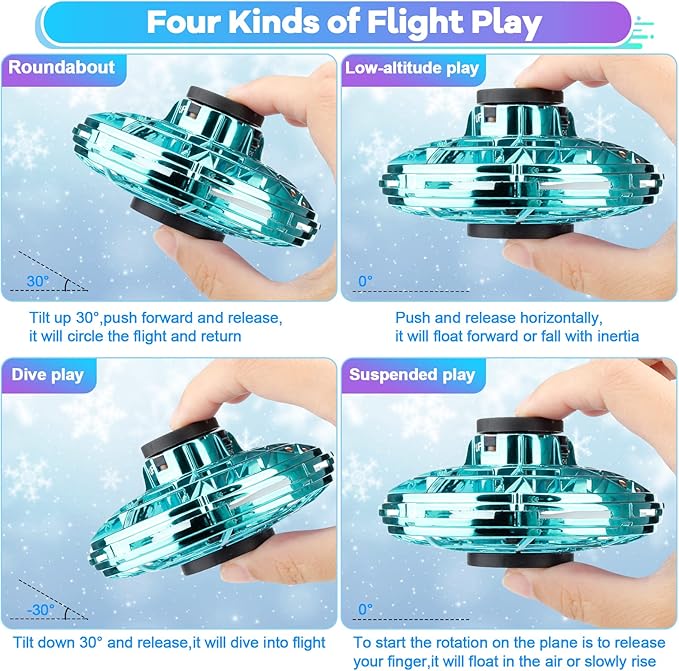 Hand Operated Mini Drone for Kids - LED UFO Flying Orb Ball, Rechargeable Mini Fidget Spinner Toy for Indoor Outdoor,Christmas Birthday Party Gifts for Girls Boys (Green)